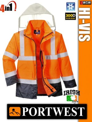 Portwest HI VIS jólláthatósági téli kabát 4in1 munkaruha Portwest HI VIS jólláthatósági téli kabát 4in1 munkaruha