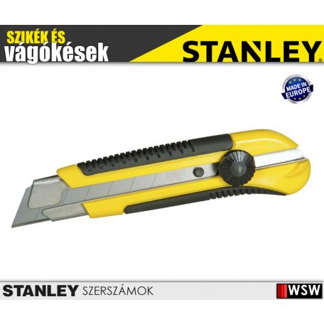 Stanley műanyagházas fémmegvezetéses tördelhetőpengés kés 25mm - szerszám
