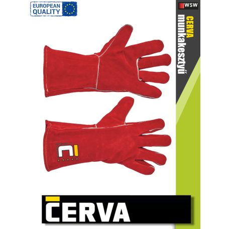 Cerva PUGNAX RED kombinált hegesztőkesztyű - 12 pár/csomag