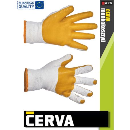 Cerva YELLOWHAMMER textil latex-mártott kesztyű - munkakesztyű - 12 pár/csomag