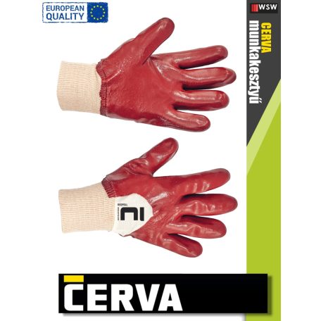 Cerva REDPOL varrott pvc-mártott munkakesztyű - 12 pár/csomag