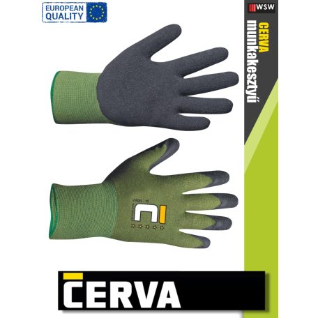 Cerva VIRDIS kötött latex-mártott munkakesztyű - 12 pár/csomag