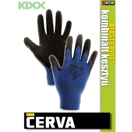 Cerva Kixx BEASTY BLUE textil kötötött latex kesztyű - munkakesztyű
