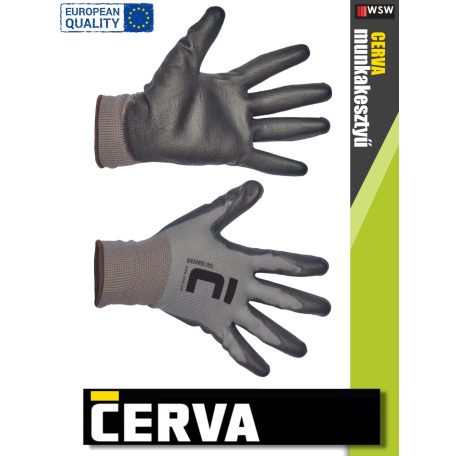 Cerva BRAMBLING textil latex-mártott érintőképernyő kompatibilis kesztyű - munkakesztyű - 12 pár/csomag