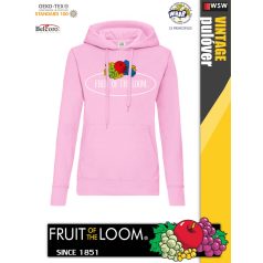   Fruit of the Loom VINTAGE LIGHTPINK feliratos női kapucnis pulóver - munkaruha - utcai ruházat