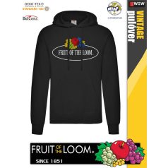   Fruit of the Loom VINTAGE BLACK feliratos férfi kapucnis pulóver - munkaruha - utcai ruházat