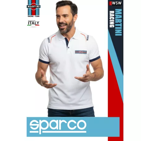 Sparco MARTINI RACING WHITE prémium technikai galléros póló - munkaruha