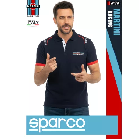 Sparco MARTINI RACING NAVY prémium technikai galléros póló - munkaruha