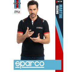   Sparco MARTINI RACING BLACK prémium technikai galléros póló - munkaruha