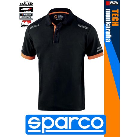 Sparco TECH BLACKORANGE TOLEDO prémium rugalmas galléros póló - munkaruha