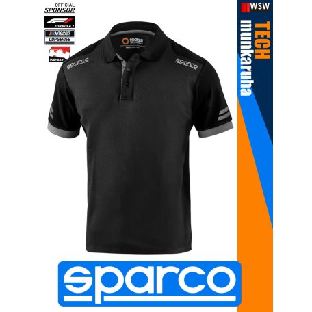 Sparco TECH BLACK TOLEDO prémium rugalmas galléros póló - munkaruha