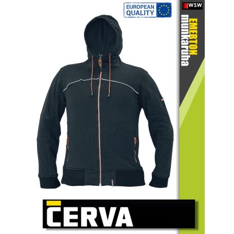 Cerva EMERTON BLACK kapucnis zipráras pulóver - munkaruha