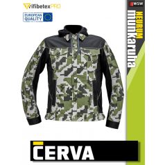   Cerva NEURUM OILGREEN CAMO prémium pamutgazdag stretch kapucnis munkakabát - munkaruha