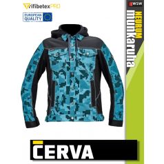   Cerva NEURUM PETROL CAMO prémium pamutgazdag stretch kapucnis munkakabát - munkaruha