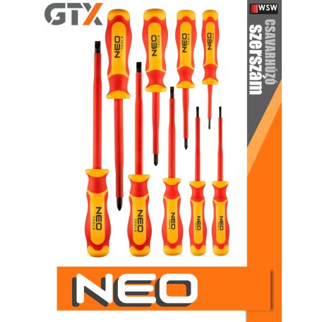 Neo Tools 1000V szigetelt csavarhúzó készlet 9 db-os - szerszám