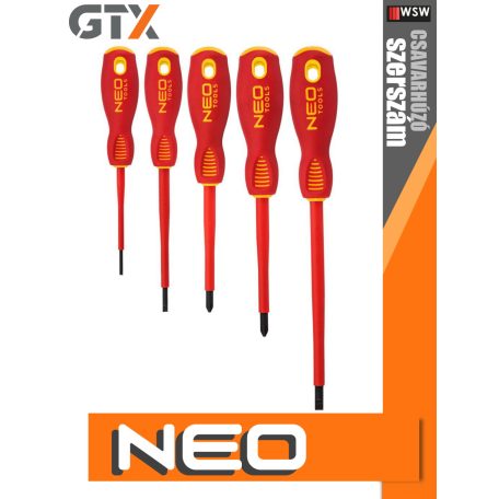 Neo Tools 1000V szigetelt csavarhúzó készlet 5 db-os - szerszám
