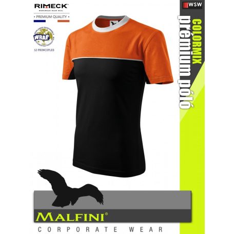 Malfini COLORMIX BLACKORANGE prémium pamut póló - munkaruha