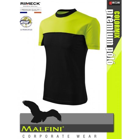 Malfini COLORMIX BLACKLIME prémium pamut póló - munkaruha