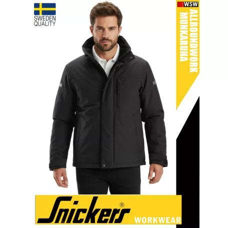 Snickers ALLROUNDWORK BLACK bélelt technikai vízálló télikabát - munkaruha