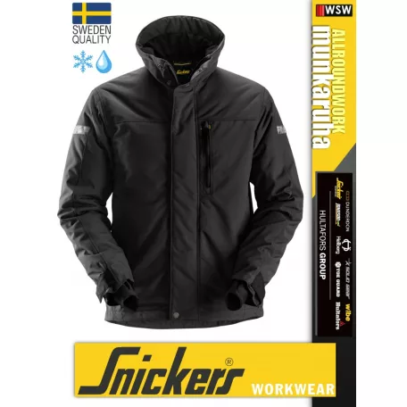Snickers ALLROUNDWORK BLACK bélelt technikai vízálló télikabát - munkaruha