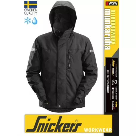 Snickers ALLROUNDWORK BLACK bélelt technikai 100% vízálló télikabát - munkaruha