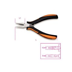 Elektronikai félkerekcsőrű fogó, rövid kivitel, polírozott bimateriális szár_1175BM