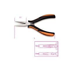 Elektronikai félkerekcsőrű fogó, hosszított kivitel bimateriális szár_1177BM