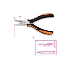 Elektronikai félkerekcsőrű fogó, hosszított kivitel, recézett bimateriális szár_1177BM_Z