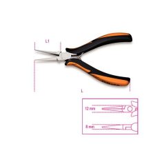 Elektronikai félkerekcsőrű fogó, hosszított kivitel, polírozott bimateriális szár_1178BM