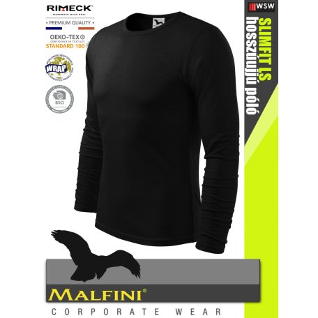 Malfini SLIMFIT BLACK 100% pamut prémium férfi hosszúujjú póló 160 g/m2 - munkaruha