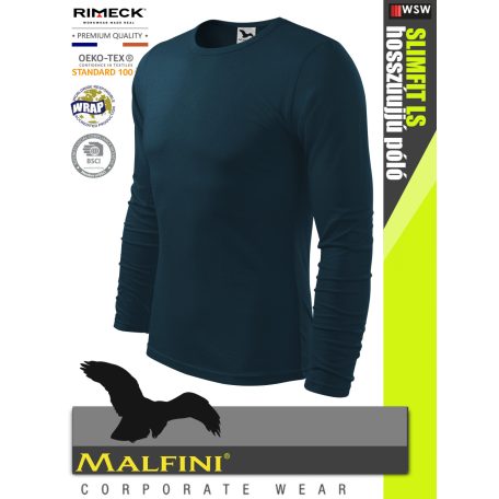 Malfini SLIMFIT NAVY 100% pamut prémium férfi hosszúujjú póló 160 g/m2 - munkaruha
