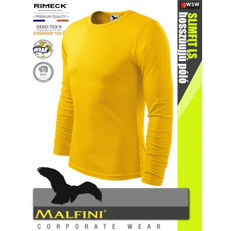 Malfini SLIMFIT YELLOW 100% pamut prémium férfi hosszúujjú póló 160 g/m2 - munkaruha