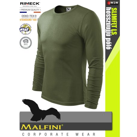 Malfini SLIMFIT KHAKI 100% pamut prémium férfi hosszúujjú póló 160 g/m2 - munkaruha