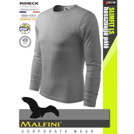 Malfini SLIMFIT DARKGREY 100% pamut prémium férfi hosszúujjú póló 160 g/m2 - munkaruha