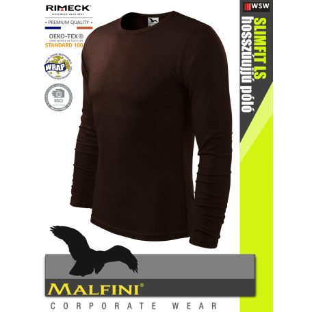 Malfini SLIMFIT COFFEE 100% pamut prémium férfi hosszúujjú póló 160 g/m2 - munkaruha