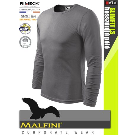 Malfini SLIMFIT STEELGREY 100% pamut prémium férfi hosszúujjú póló 160 g/m2 - munkaruha