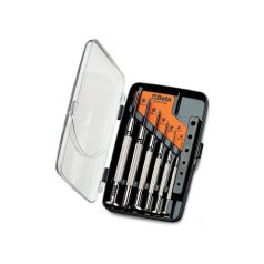 6 darabos műszerész csavarhúzó készlet hasítottfejű csavarhoz műanyag dobozban_1229LP_A6
