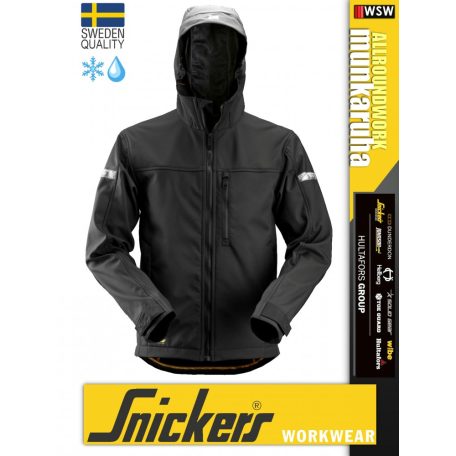 Snickers ALLROUNDWORK BLACK technikai polárbélésű kapucnis softshell kabát - munkaruha