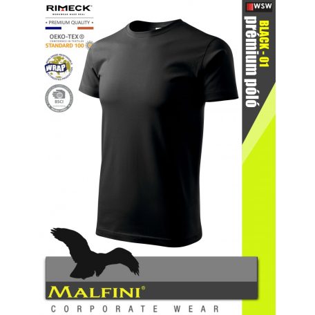 Malfini BASIC BLACK 100% pamut prémium póló 160 g/m2 - munkaruha