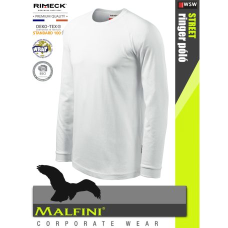 Malfini STREET WHITE 100% pamut prémium férfi hosszúujjú póló 180 g/m2 - munkaruha