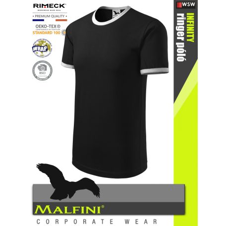 Malfini INFINITY BLACK 100% pamut prémium férfi ringer póló 180 g/m2 - munkaruha