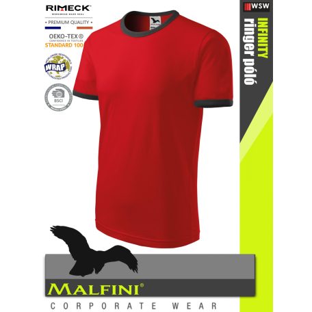 Malfini INFINITY RED 100% pamut prémium férfi ringer póló 180 g/m2 - munkaruha