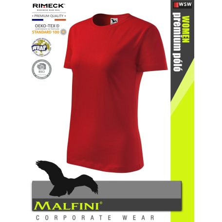 Malfini CLASSIC RED 100% pamut prémium női póló 150 g/m2 - munkaruha