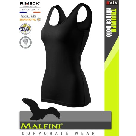 Malfini TRIUMPH BLACK pamut női pántos felső 180 g/m2 - munkaruha