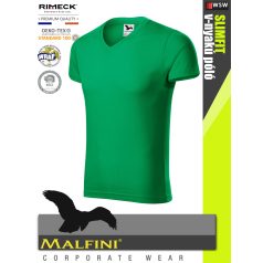   Malfini SLIMFIT KELLYGREEN 100% pamut prémium férfi v-nyakú póló 180 g/m2 - munkaruha