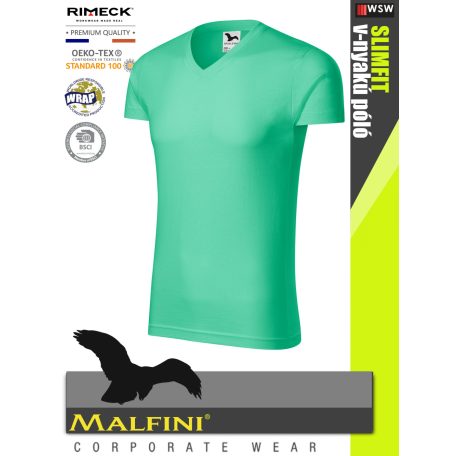 Malfini SLIMFIT MINT 100% pamut prémium férfi v-nyakú póló 180 g/m2 - munkaruha