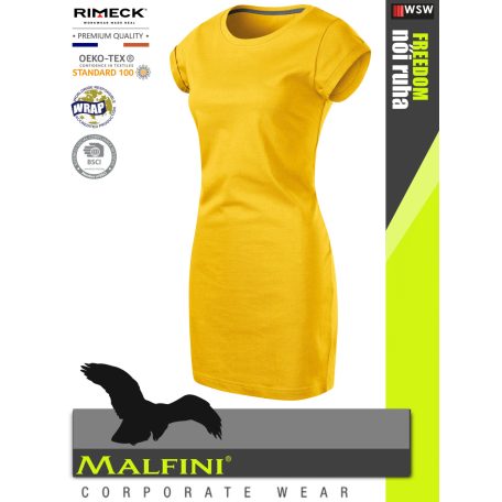 Malfini FREEDOM YELLOW 100% pamut prémium női ruha 180 g/m2