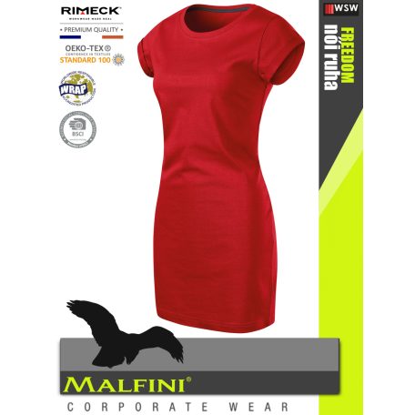 Malfini FREEDOM RED 100% pamut prémium női ruha 180 g/m2