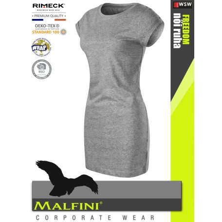 Malfini FREEDOM DARKGREY 100% pamut prémium női ruha 180 g/m2
