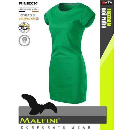 Malfini FREEDOM KELLYGREEN 100% pamut prémium női ruha 180 g/m2